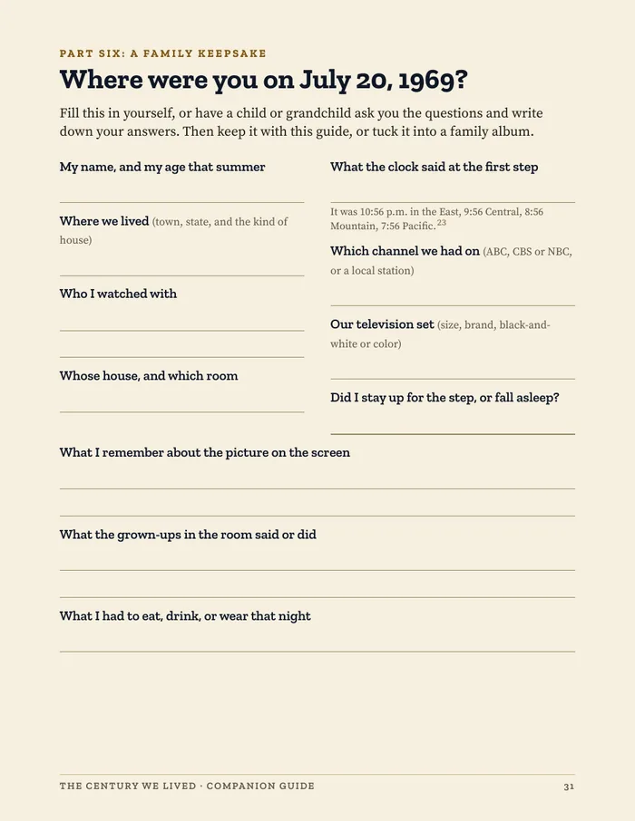 Sample page: The “Where were you?” keepsake pages